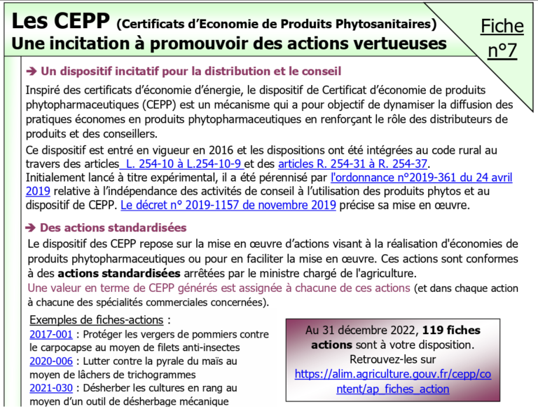 Le dispositif de Certificat d'économie de produits phytopharmaceutiques (CEPP)